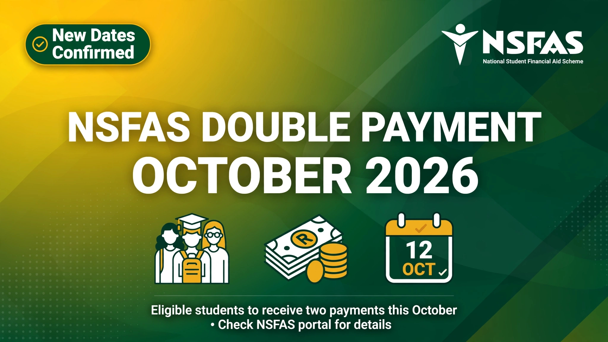 NSFAS Double Payment October 2026 - New Dates For Students